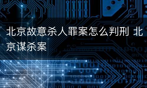 北京故意杀人罪案怎么判刑 北京谋杀案