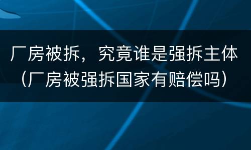 厂房被拆，究竟谁是强拆主体（厂房被强拆国家有赔偿吗）