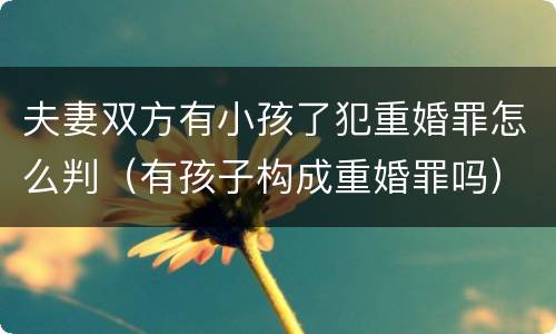 夫妻双方有小孩了犯重婚罪怎么判（有孩子构成重婚罪吗）