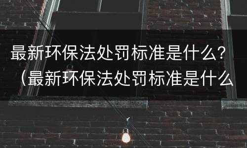 最新环保法处罚标准是什么？（最新环保法处罚标准是什么规定）