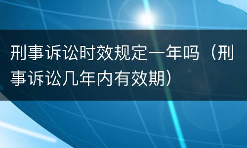 刑事诉讼时效规定一年吗（刑事诉讼几年内有效期）