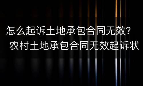 怎么起诉土地承包合同无效？ 农村土地承包合同无效起诉状