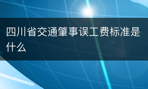四川省交通肇事误工费标准是什么