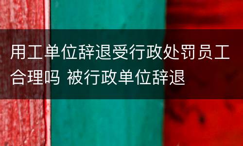 用工单位辞退受行政处罚员工合理吗 被行政单位辞退