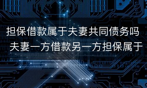 担保借款属于夫妻共同债务吗 夫妻一方借款另一方担保属于夫妻共同债务吗?