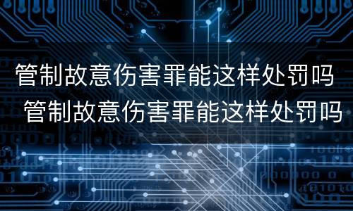 管制故意伤害罪能这样处罚吗 管制故意伤害罪能这样处罚吗判几年