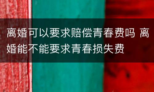 离婚可以要求赔偿青春费吗 离婚能不能要求青春损失费