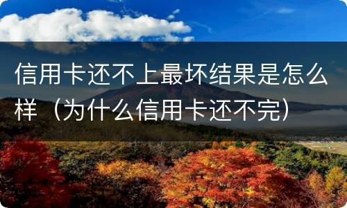 信用卡还不上最坏结果是怎么样（为什么信用卡还不完）