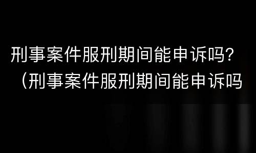 刑事案件服刑期间能申诉吗？（刑事案件服刑期间能申诉吗）