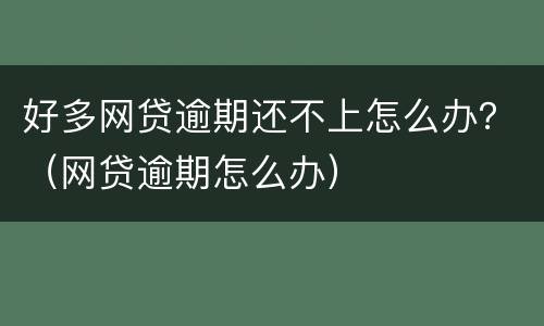 好多网贷逾期还不上怎么办？（网贷逾期怎么办）