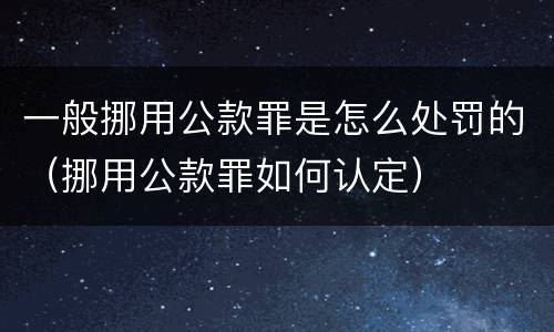 一般挪用公款罪是怎么处罚的（挪用公款罪如何认定）