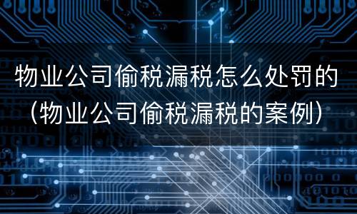 物业公司偷税漏税怎么处罚的（物业公司偷税漏税的案例）