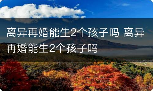 离异再婚能生2个孩子吗 离异再婚能生2个孩子吗