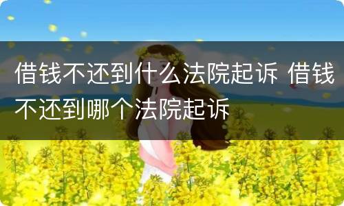 借钱不还到什么法院起诉 借钱不还到哪个法院起诉