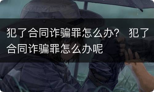 犯了合同诈骗罪怎么办？ 犯了合同诈骗罪怎么办呢