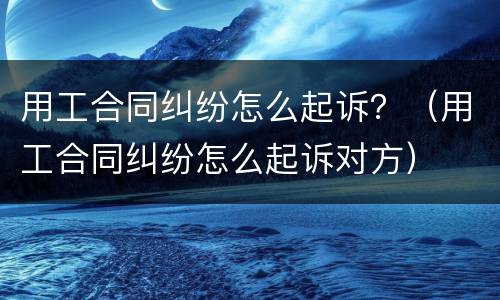 用工合同纠纷怎么起诉？（用工合同纠纷怎么起诉对方）