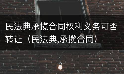 民法典承揽合同权利义务可否转让（民法典,承揽合同）