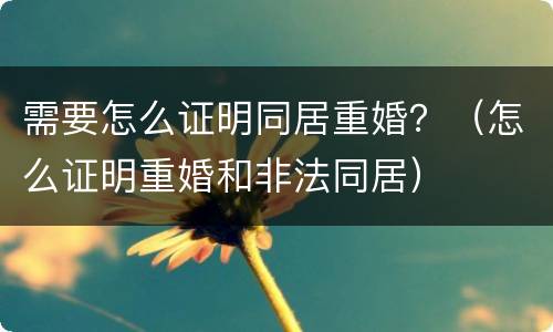需要怎么证明同居重婚？（怎么证明重婚和非法同居）