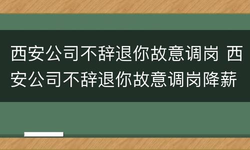 西安公司不辞退你故意调岗 西安公司不辞退你故意调岗降薪