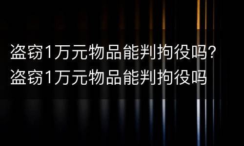 盗窃1万元物品能判拘役吗？ 盗窃1万元物品能判拘役吗