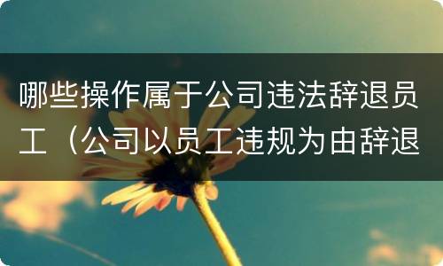 哪些操作属于公司违法辞退员工（公司以员工违规为由辞退员工）