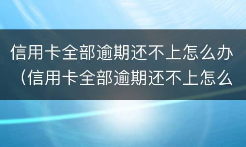 信用卡全部逾期还不上怎么办（信用卡全部逾期还不上怎么办）