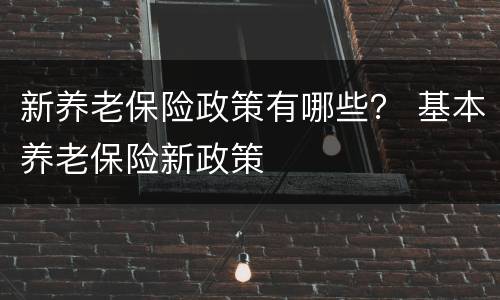 新养老保险政策有哪些？ 基本养老保险新政策