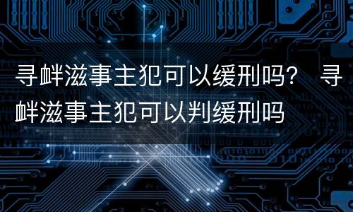 寻衅滋事主犯可以缓刑吗？ 寻衅滋事主犯可以判缓刑吗