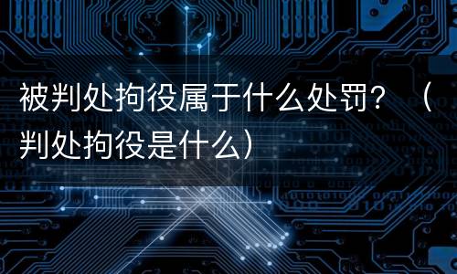 被判处拘役属于什么处罚？（判处拘役是什么）