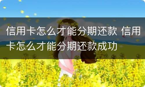 信用卡怎么才能分期还款 信用卡怎么才能分期还款成功