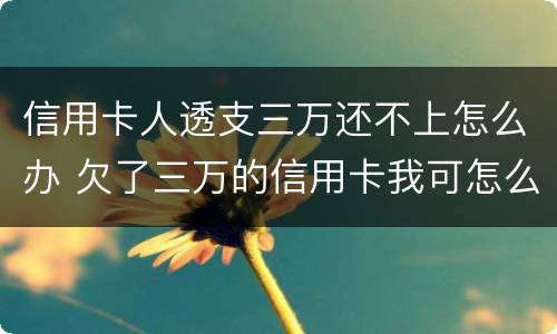 信用卡人透支三万还不上怎么办 欠了三万的信用卡我可怎么办啊