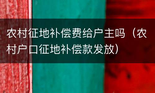 农村征地补偿费给户主吗（农村户口征地补偿款发放）