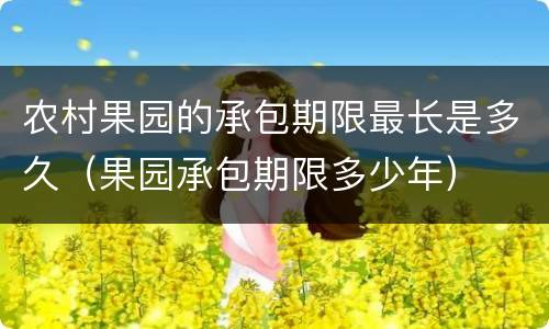农村果园的承包期限最长是多久（果园承包期限多少年）
