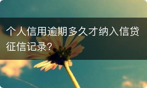 个人信用逾期多久才纳入信贷征信记录？