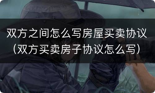 双方之间怎么写房屋买卖协议（双方买卖房子协议怎么写）
