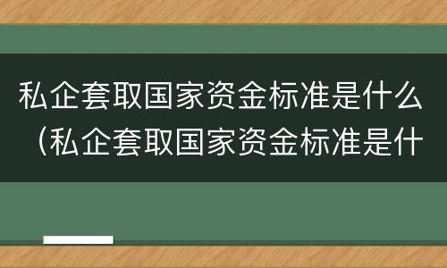 私企套取国家资金标准是什么（私企套取国家资金标准是什么规定）