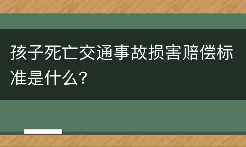 孩子死亡交通事故损害赔偿标准是什么？