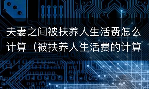 夫妻之间被扶养人生活费怎么计算（被扶养人生活费的计算公式）