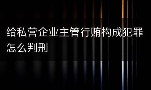 给私营企业主管行贿构成犯罪怎么判刑