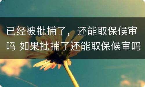 已经被批捕了，还能取保候审吗 如果批捕了还能取保候审吗