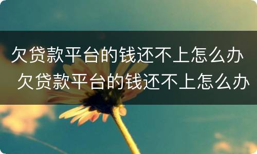 欠贷款平台的钱还不上怎么办 欠贷款平台的钱还不上怎么办