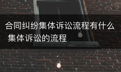 合同纠纷集体诉讼流程有什么 集体诉讼的流程