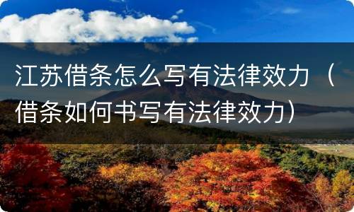 江苏借条怎么写有法律效力（借条如何书写有法律效力）