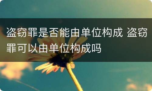盗窃罪是否能由单位构成 盗窃罪可以由单位构成吗