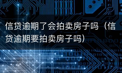 信贷逾期了会拍卖房子吗（信贷逾期要拍卖房子吗）