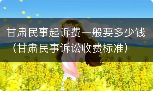 甘肃民事起诉费一般要多少钱（甘肃民事诉讼收费标准）