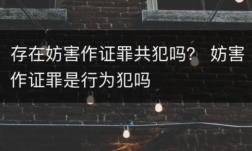 存在妨害作证罪共犯吗？ 妨害作证罪是行为犯吗