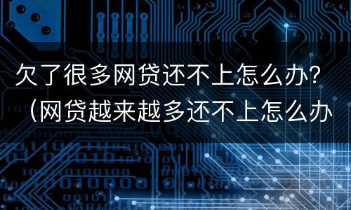 欠了很多网贷还不上怎么办？（网贷越来越多还不上怎么办）