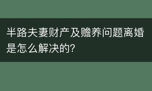 半路夫妻财产及赡养问题离婚是怎么解决的？