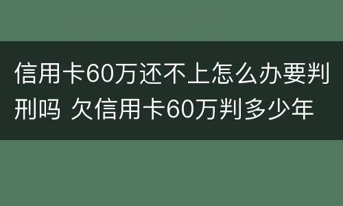 信用卡60万还不上怎么办要判刑吗 欠信用卡60万判多少年
